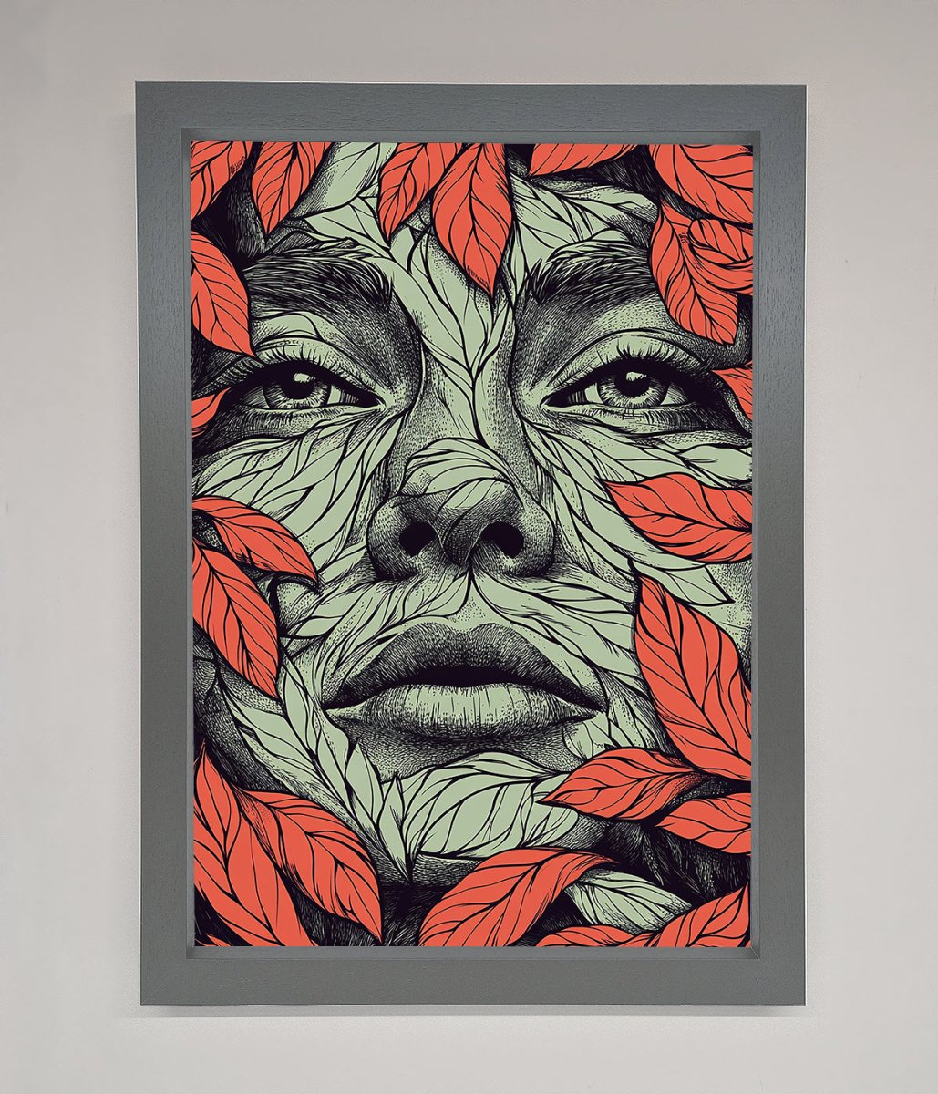 Red Leaves Face Framed Print