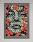 Red Leaves Face Framed Print