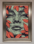 Red Leaves Face Framed Print