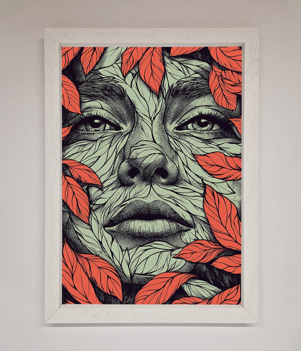 Red Leaves Face Framed Print