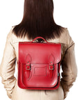 Handmade Leather City Backpack - Red