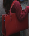 Handmade Leather Shopper - Red