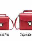 Handmade Leather Sugarcube Handbag - Red