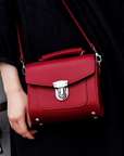 Handmade Leather Sugarcube Handbag - Red