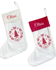 Personalised Christmas Stocking - Red Scandi Wreath