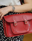 Handmade Leather Satchel - Red