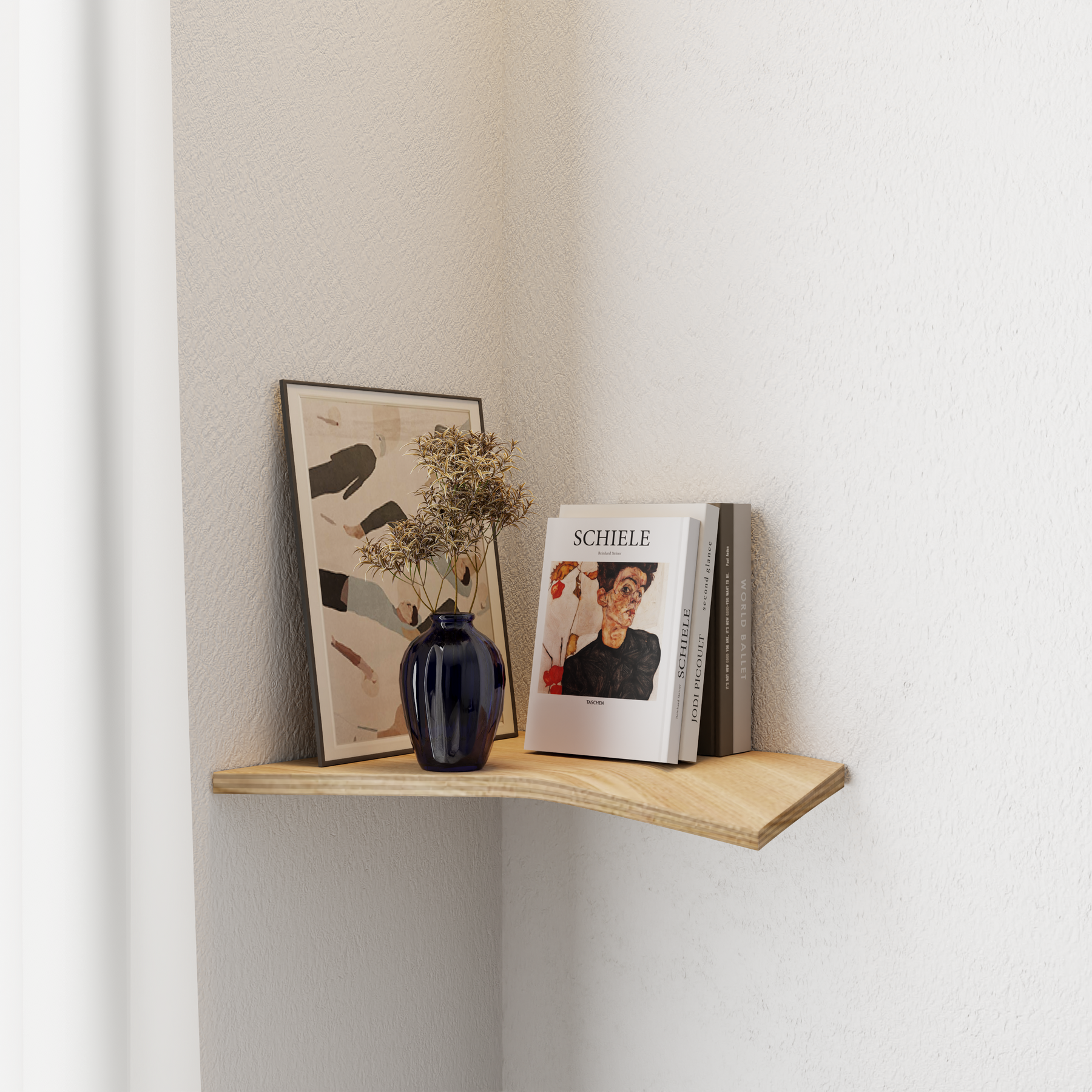 Wooden Corner Shelf Edge