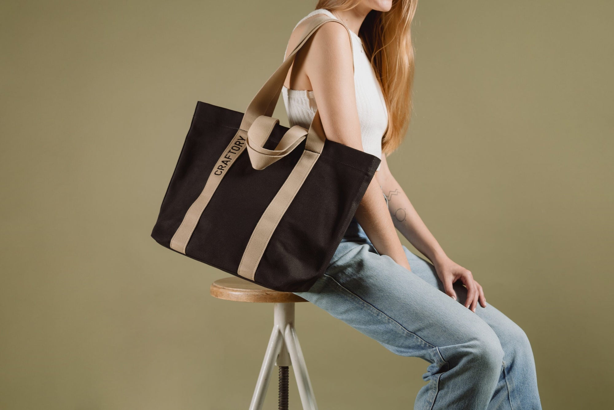 Black Cotton Canvas Tote Bag