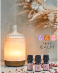 Geo Cut Glass Aroma Diffuser with Rest Calm Oil Set