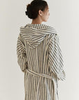 Retro 100% ORGANIC Long-stapled Cotton Hooded Stripe Bath Robe-2