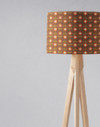 Brown Floral Drum Lampshade, Retro Design Shade for Table, Floor or Ceiling Pendant Light