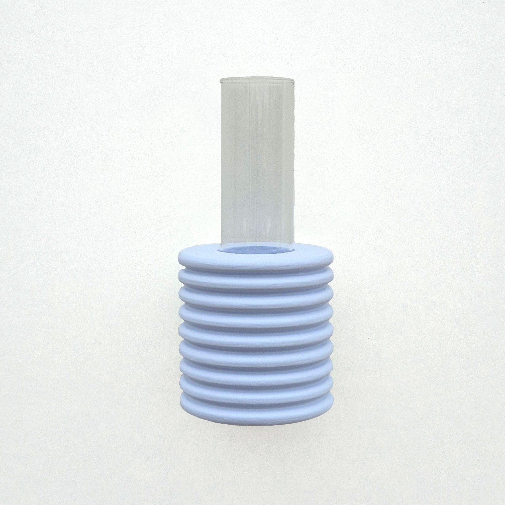 Light Blue Ribbed Wall Vase