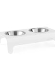 White Cat and Dog Feeder Bowl Set