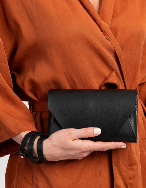 Versatile Leather Clutch Wallet with Adjustable Strap