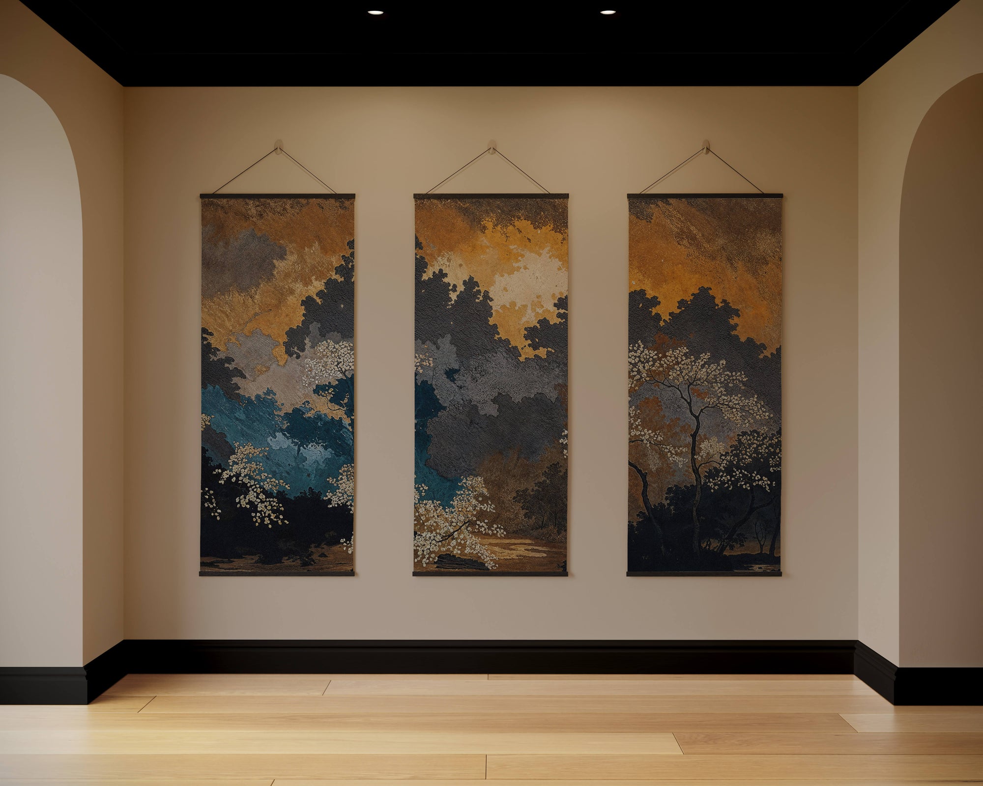 Dark Oriental Forest Tapestry
