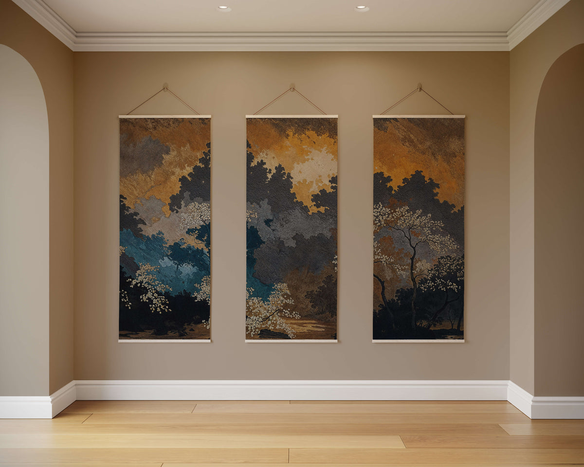 Dark Oriental Forest Tapestry