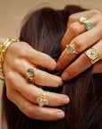 Kotinos Olive Wreath Coin Ring: Amazonite