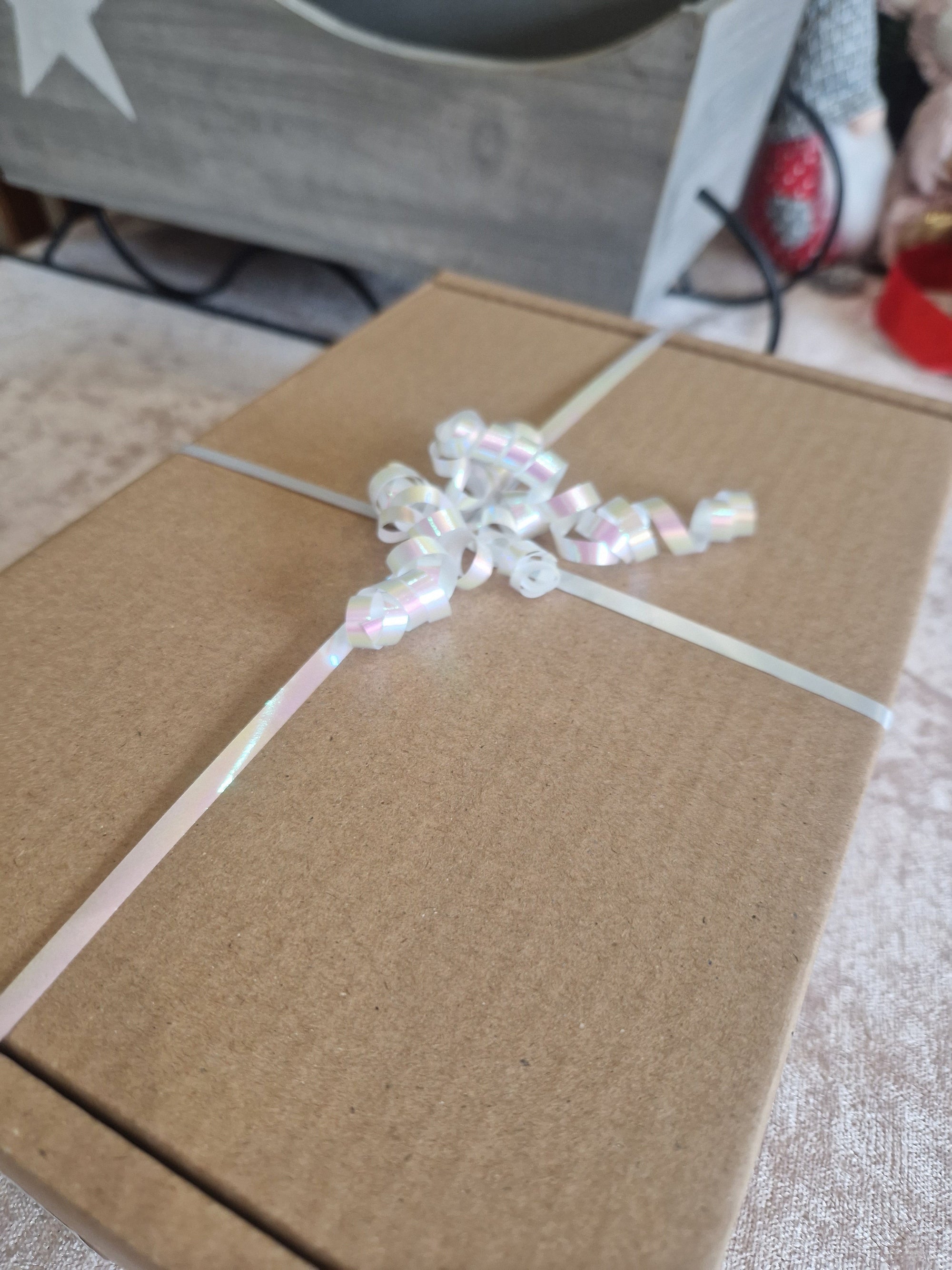 Cosy Silver Gift Box with Festive Decorations