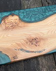 British Elm and Dark Green Resin Serving Board