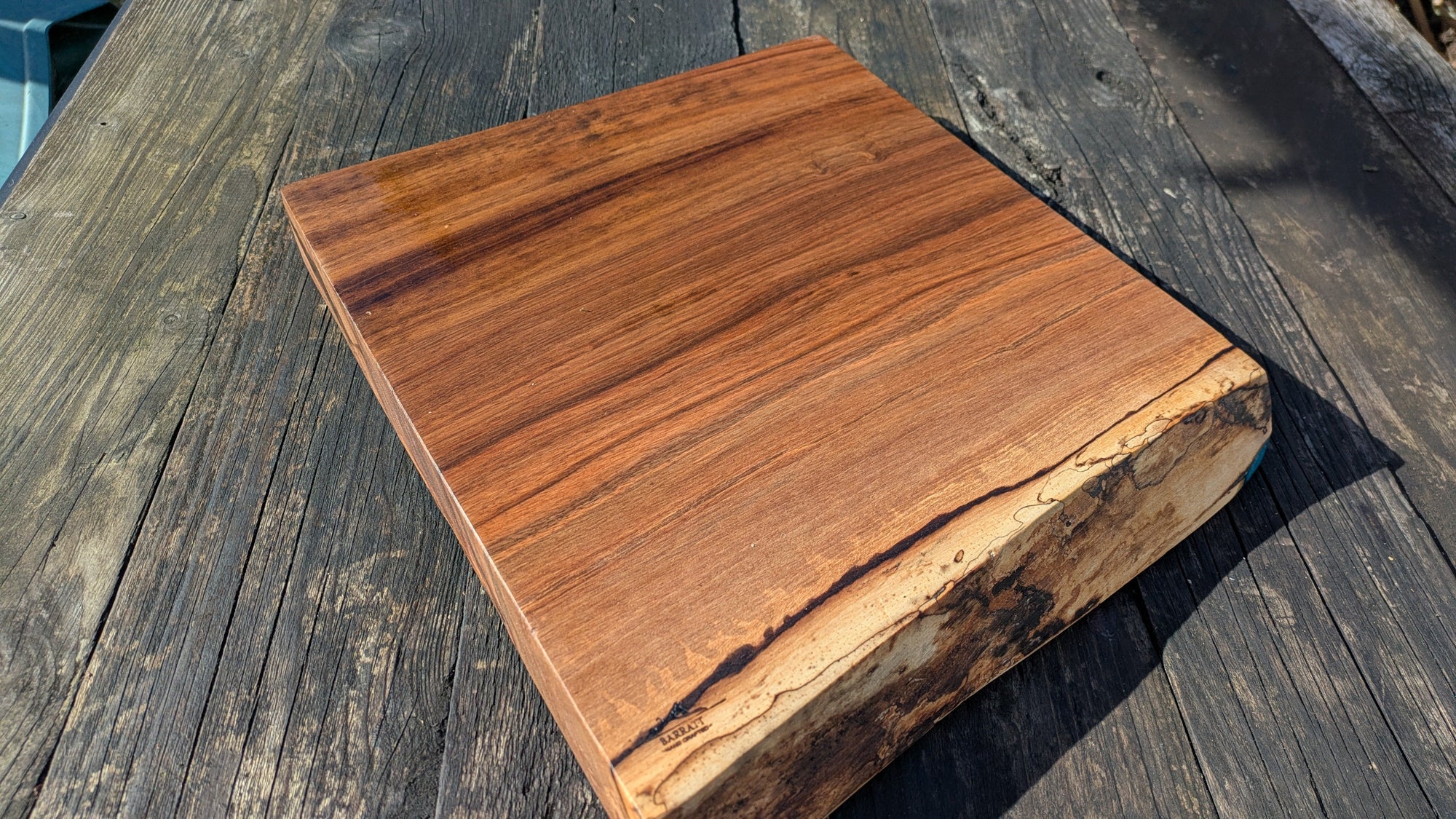 English Walnut Chopping Board 35cm x 36cm with Blue Resin Accent