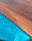 English Walnut and Blue Resin Coffee Table