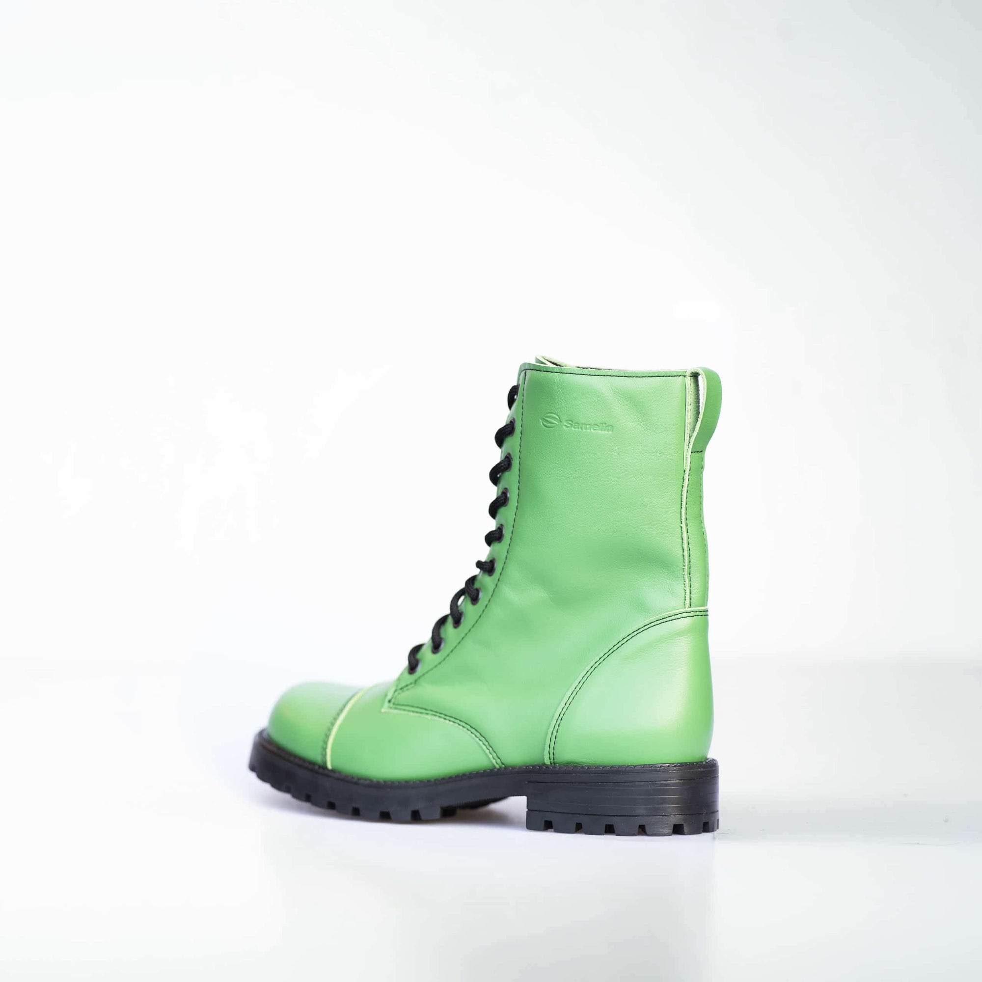 Granny Smith Green Leather Boots