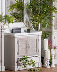 Large White Washed Ceramic Candle Holder