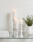 Large White Washed Ceramic Candle Holder
