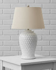 Handwoven Effect Ceramic Table Lamp with Soft Linen Shade