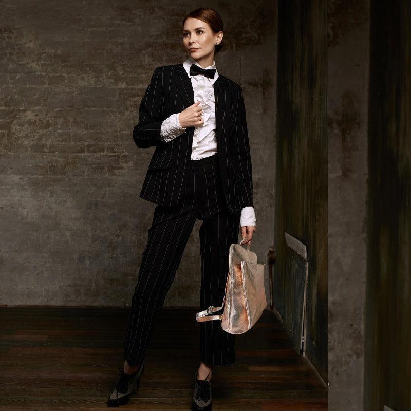 Rose Gold Convertible Backpack – Stylish Metallic Leather by Sostter at brixbailey.com