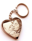 Personalised Rose Gold Heart Keyring – Double-Sided Photo Engraving
