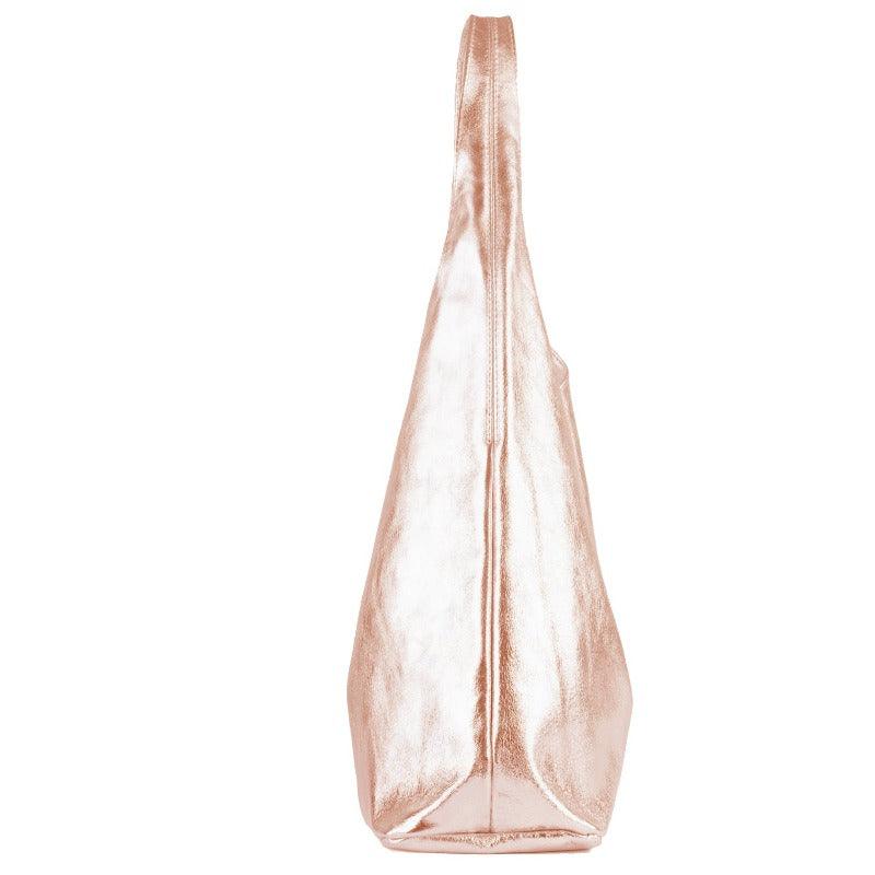 Rose Gold Metallic Leather Hobo Shoulder Bag - Brix + Bailey