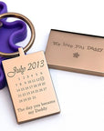 Rose Gold Keyring – Personalised Engraved Calendar Keychain | Unique Gift Idea