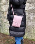 Handmade Leather Festival Phone Bag - Rose Quartz