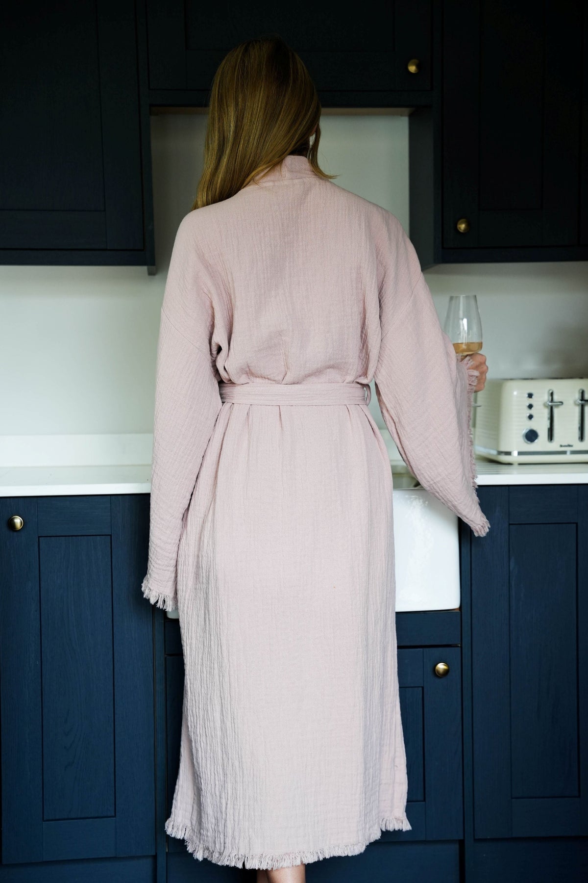 The Dusky Rose Cloud Organic Cotton Robe: Long