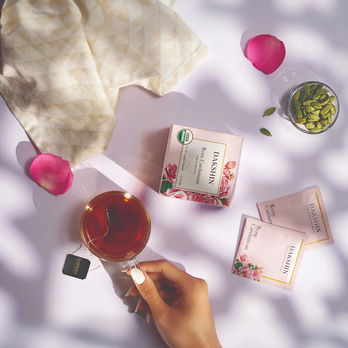 Organic Rose &amp; Cardamom Tea - Calm Digestive by Dakshin