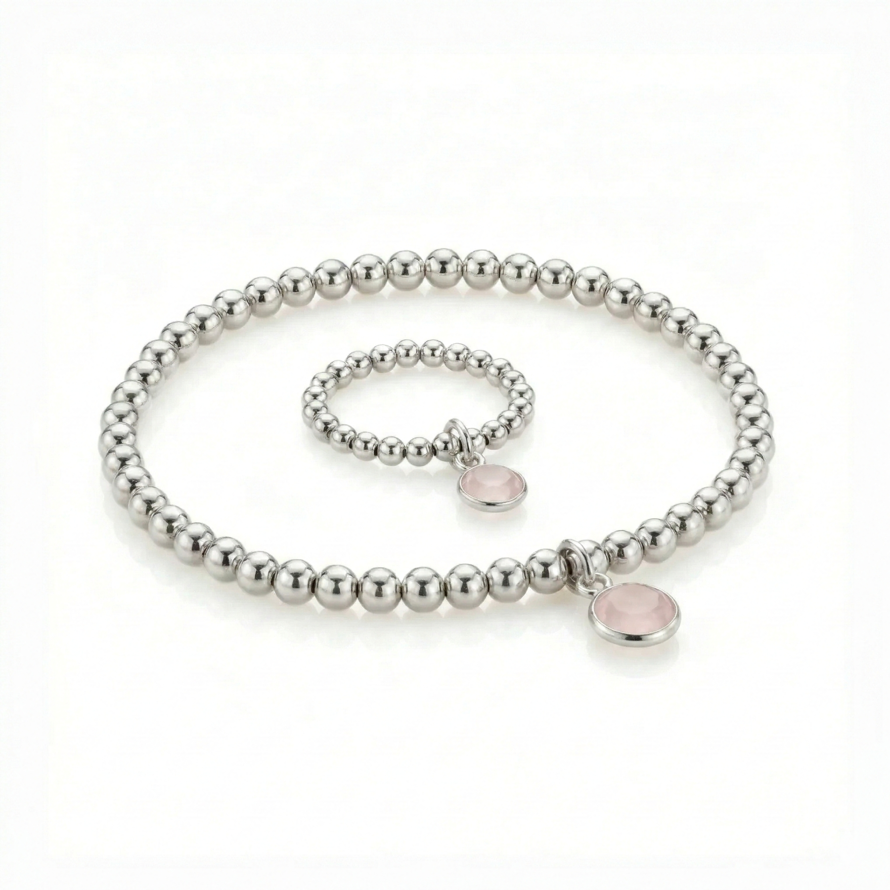 Rose Quartz Jewellery Set | Gemstone Bracelet and Ring