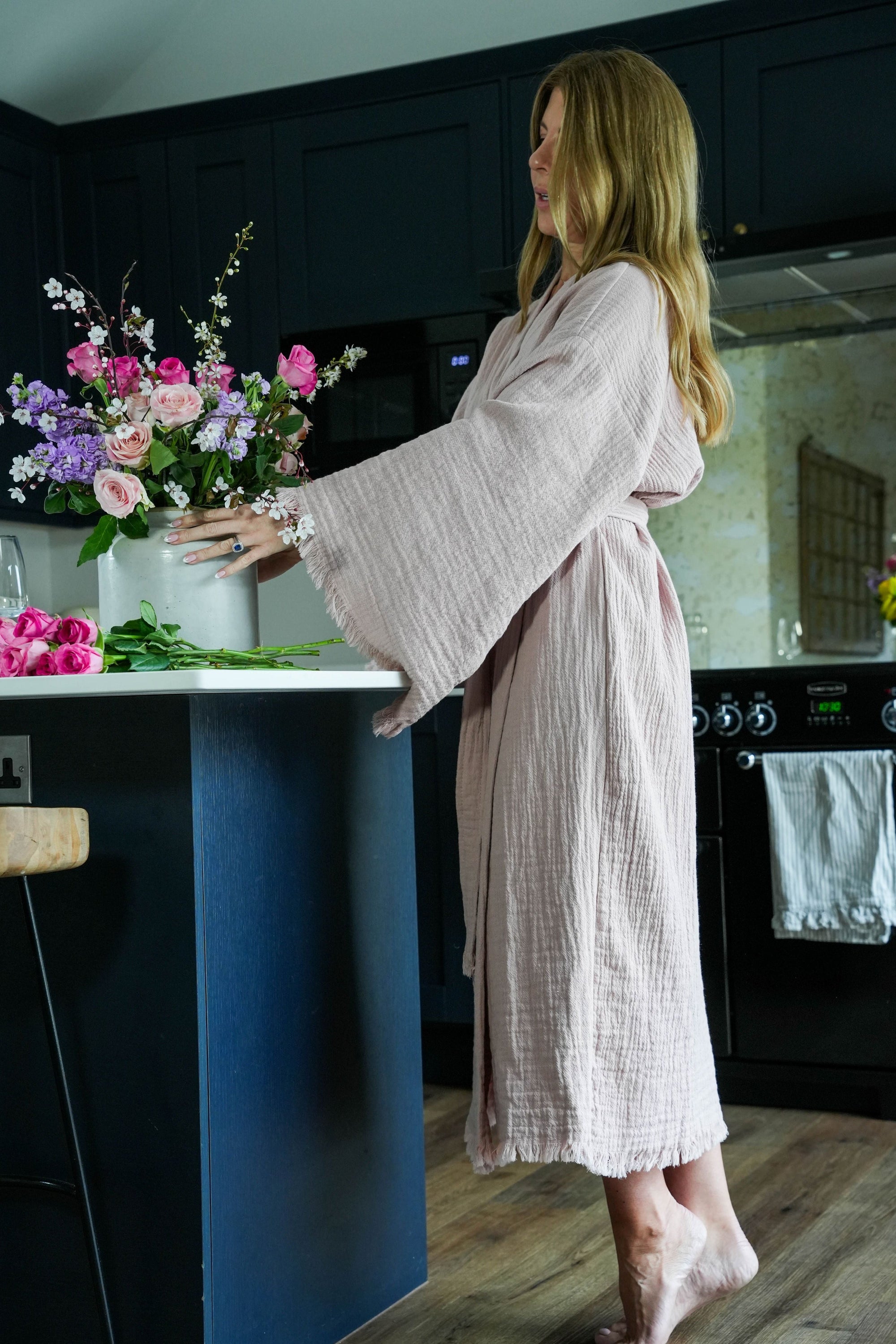 The Dusky Rose Cloud Organic Cotton Robe: Long