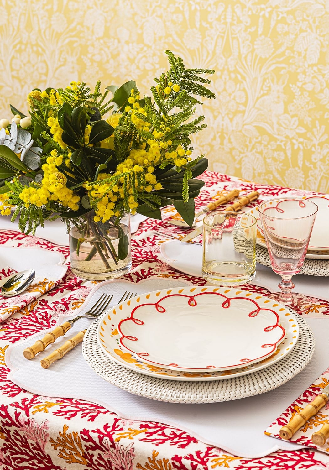 Rosy Red Scalloped Lunch Plate - Set of 4