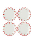 Rosy Red Scalloped Side Plates - Set of 4