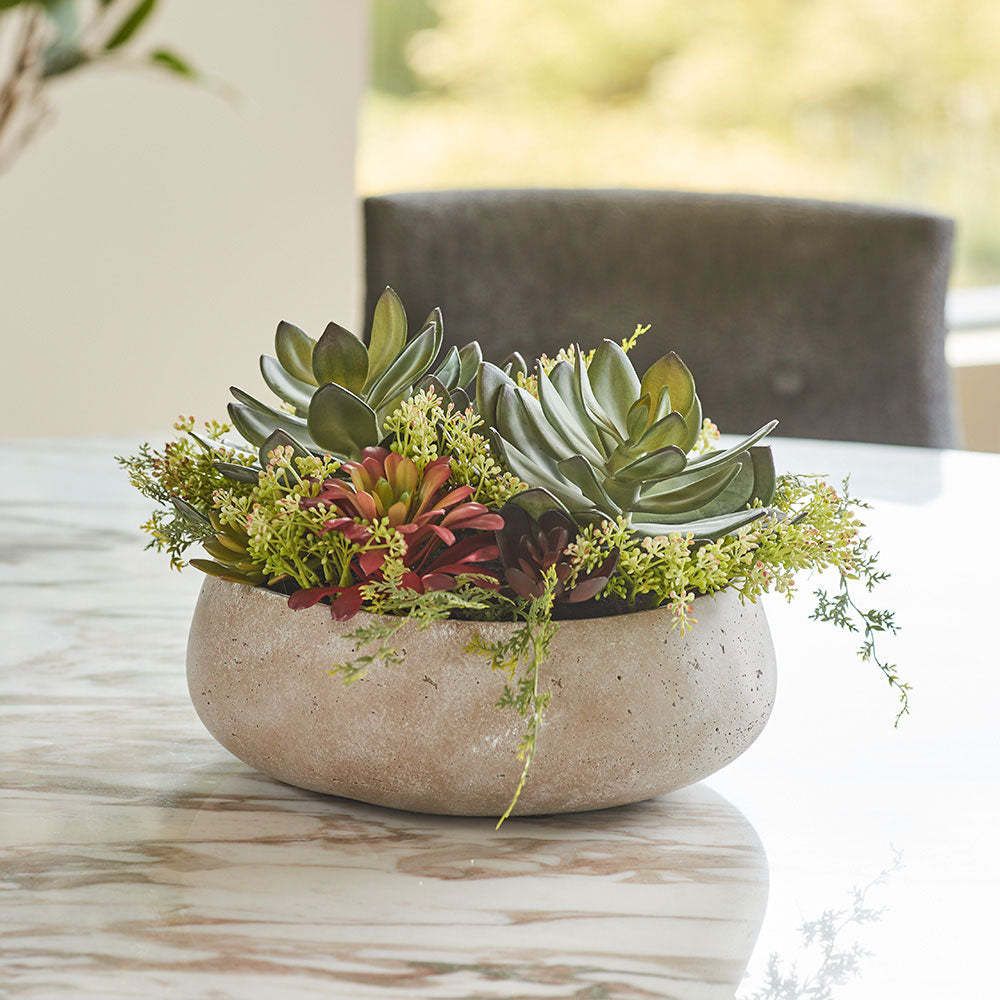 Artificial Succulent Arrangement In Natural Planter