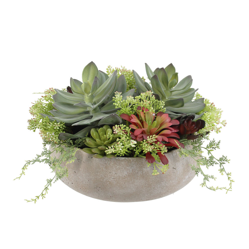 Artificial Succulent Arrangement In Natural Planter