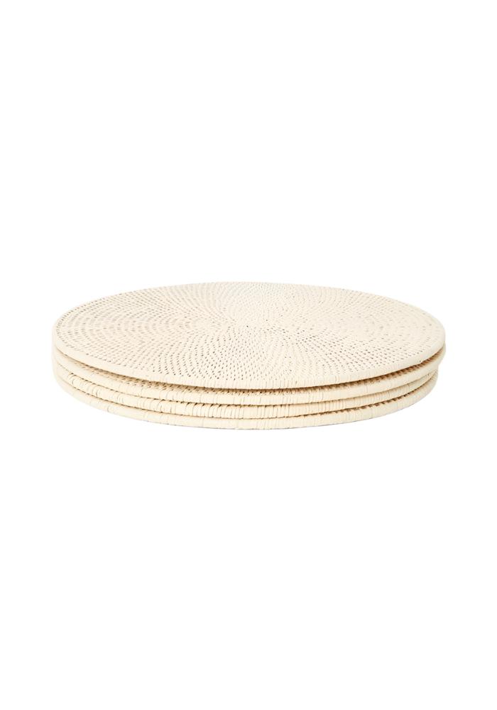 Round &amp; Round Rattan Placemat Sand Colour - Set of 4