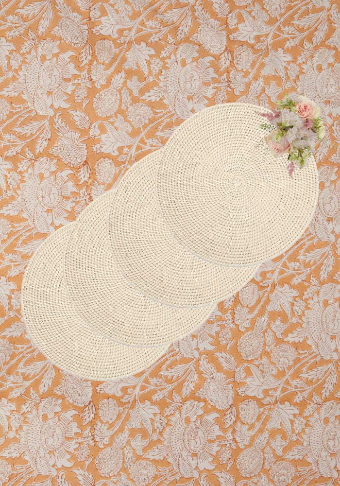Round &amp; Round Rattan Placemat Sand Colour - Set of 4