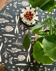 Round Cotton Tablecloth in Seeds Carbon Print