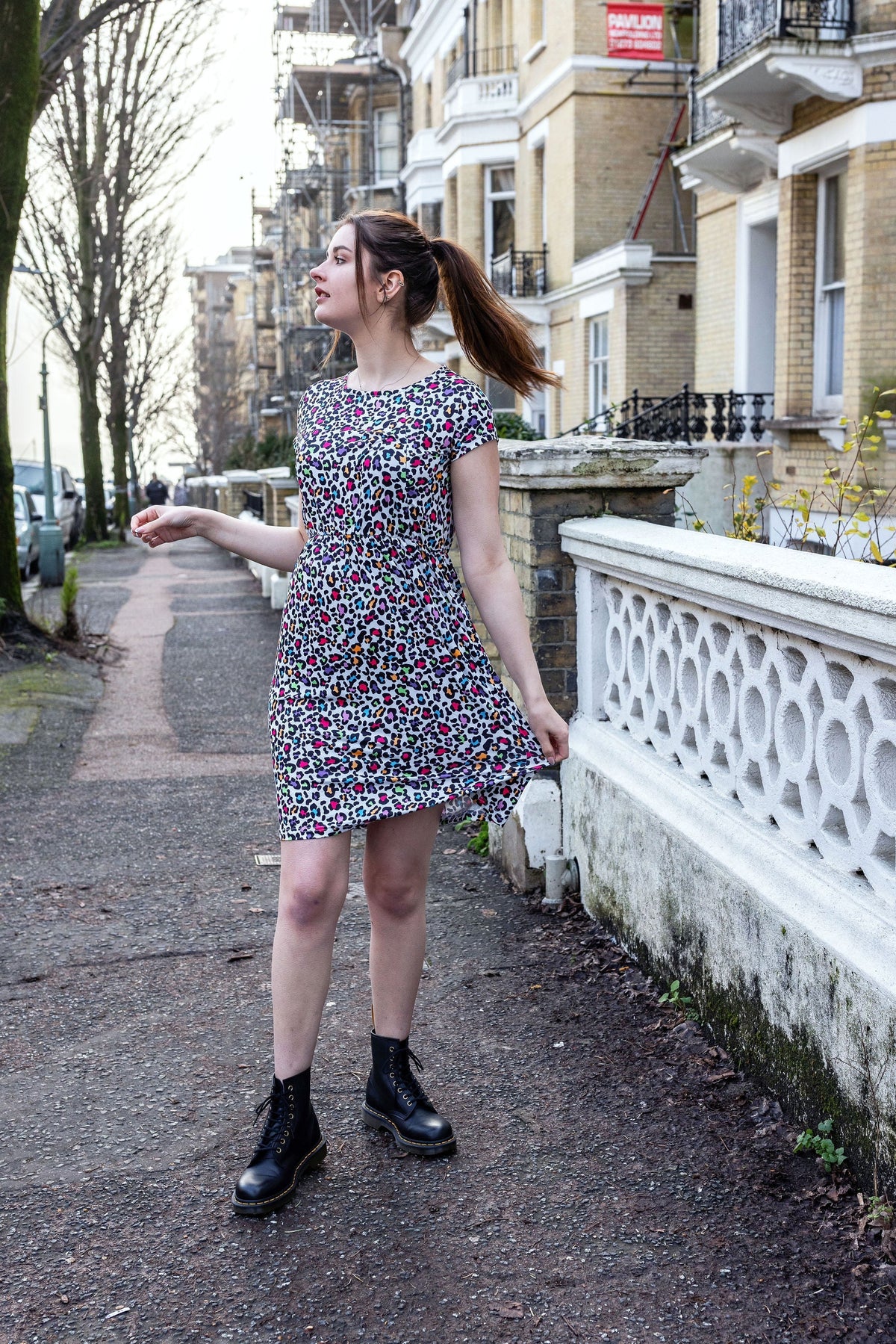 Rainbow Leopard Breastfeeding Dress | Knee Length Nursing Dress