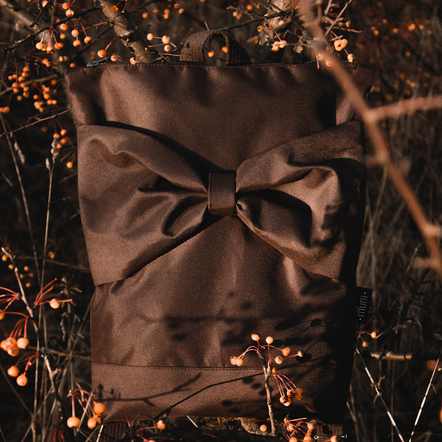Waterproof Brown Backpack with Statement Bow