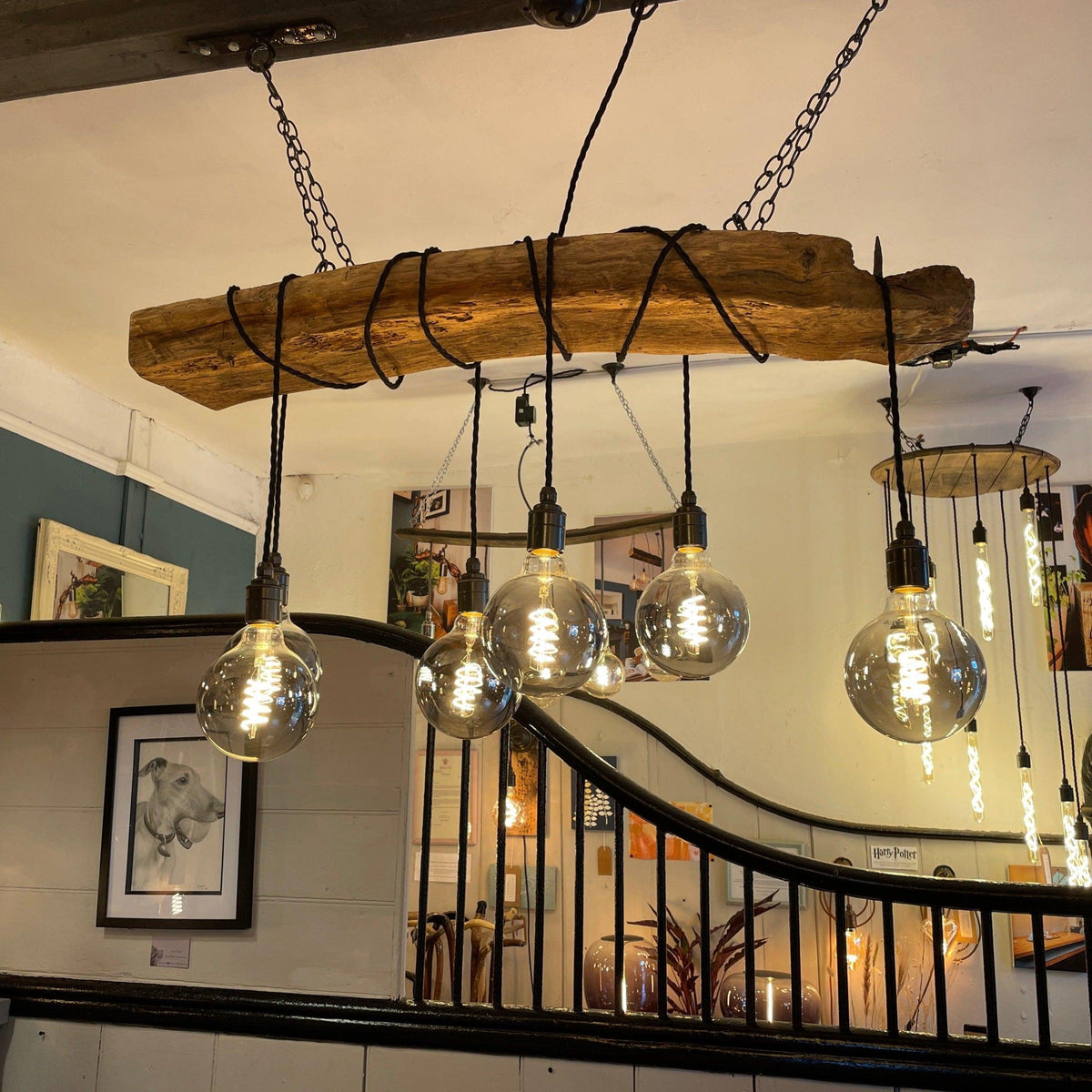 Rustic Ancient Oak Wrap Chandelier | Reclaimed Beam Kitchen & Dining Lighting