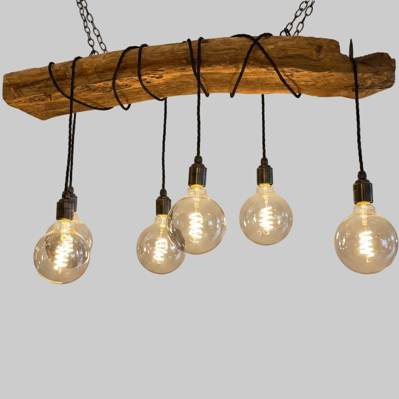 Rustic Ancient Oak Wrap Chandelier | Reclaimed Beam Kitchen & Dining Lighting