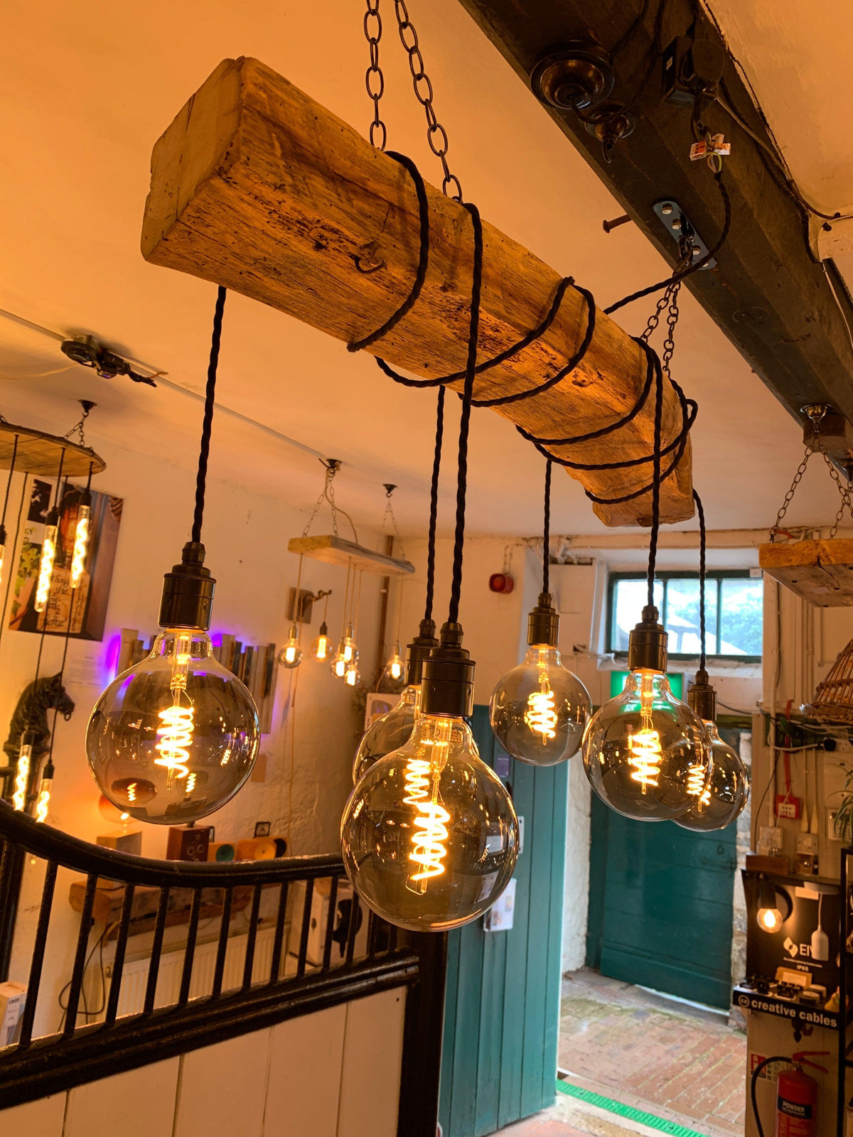 Rustic Ancient Oak Wrap Chandelier | Reclaimed Beam Kitchen &amp; Dining Lighting